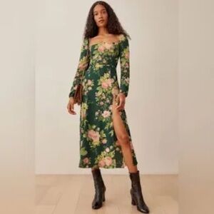 Reformation Floral Green Dress NWT